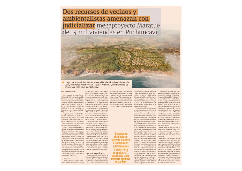Dos recursos de vecinos y ambientalistas amenazan con judicializar megaproyecto Maratué de 14 mil viviendas en Puchuncaví  